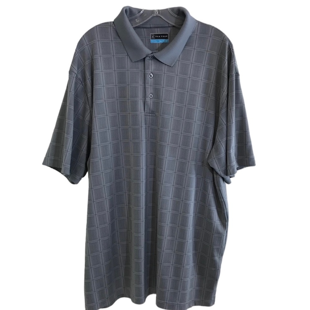 PGA Tour Mens XXL Grey Short Sleeve Golf Polo Shirt